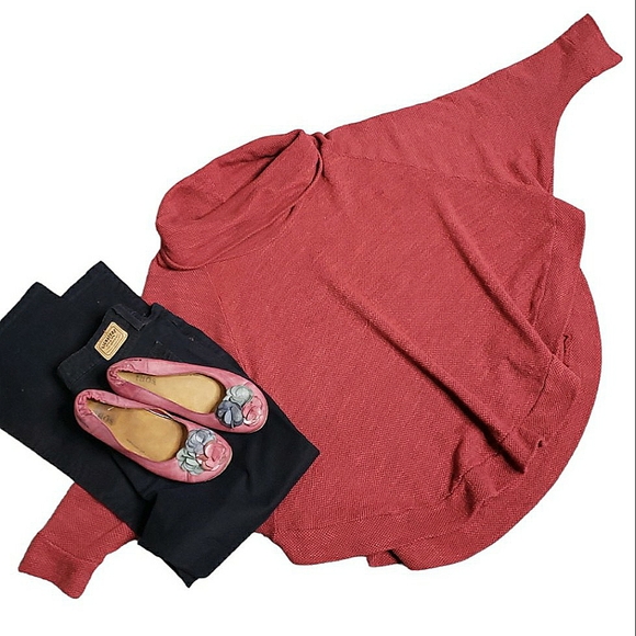 Plume & Thread USA Made Cowl Neck Poncho Top Coastal Grandma Gorp Size Medium - Picture 4 of 14